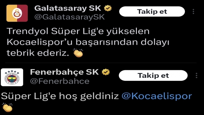Kulüplerden Tebrik Mesajı Yağdı Kulüplerden Tebrik Mesajı Yağdı