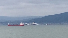 İzmit Körfezi'nde tanker gemisinde çıkan yangın korkuttu