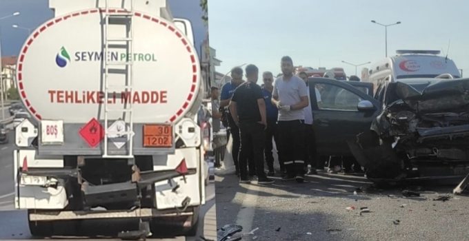 Yeni Yalı D-100’de kaza: Gelin ve damat araçta sıkıştı